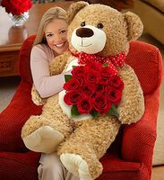 Valentine Day Big Bear with Roses 