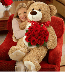 Valentine Day Big Bear with Roses 