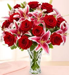 Christmas Rose & Lily Bouquet- Vase variety
