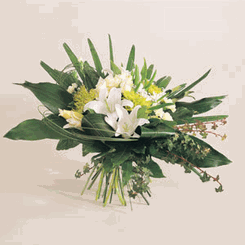 Elegant and striking white lilies,rose  and greenery 