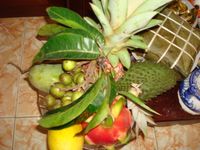 Five fruits tray and large cake