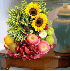 Fruits Basket with Flowers 