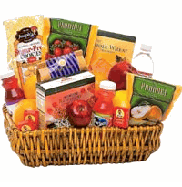 Fruits, cookie and chocolate gifts basket