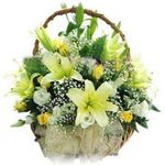 lilies roses basket