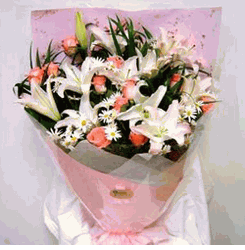 Lily And Pink Rose