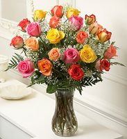 Long Stem Multicolored Roses, 24 Stems