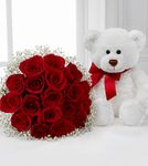 Meant to Be Rose Bouquet with Bear 