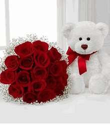 Meant to Be Rose Bouquet with Bear 