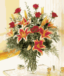 Mixed Lily and Red Rose