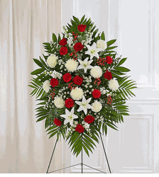 Red & White Sympathy Standing Spray