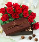 One Dozen Long Stem Red Roses & chocolate