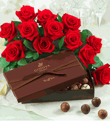 One Dozen Long Stem Red Roses & chocolate