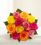 One Dozen Multicolored Roses 