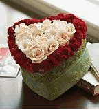 Red and white rose heart