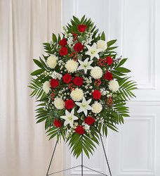 Red and white Vietnamese flower sympathy Florist Arlington, Fort Worth 