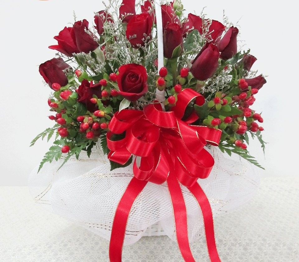 Red Rose Basket Valentine