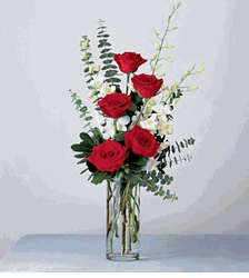 Red Roses and White Orchids