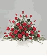 Red roses basket sympahy