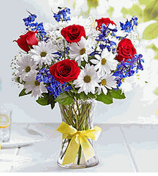Red , white Blue Mixed bouquet