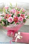 Rose & Pink Lily Hand-tied