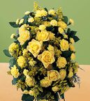 Sympathy Standing Spray- yellow mixed arrangement