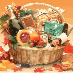 Thanksgiving Gourmet Gift Basket with wine
