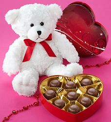 True Love Teddy Bear & Chocolates 