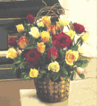 Two Dozen Mixed Roses in basket