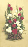 Two dozen red and white roses