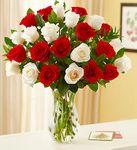 Two Dozen Red & White Roses 