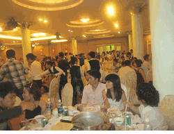 Wedding party at restaurant