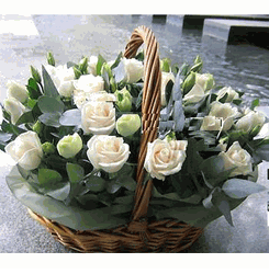 White rose basket