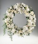 Wreath of mixed white flowers sympathy