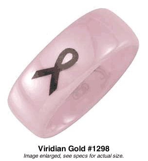 7.5mm Domed Pink Ceramic Breast Cancer Ribbon Awareness Ring #1298