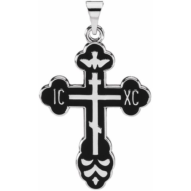 Sterling Silver, Enamel St. Xenia Orthodox Cross 5383