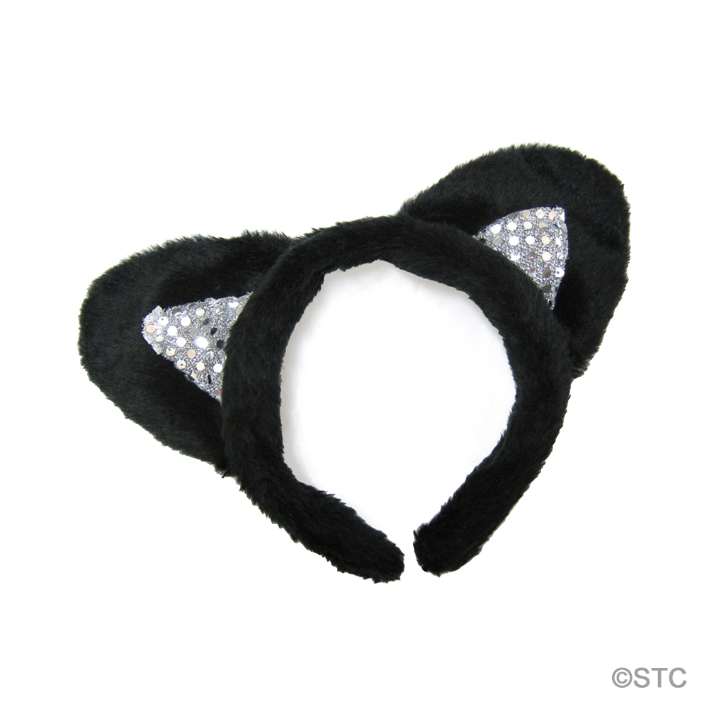 Deluxe Black Cat Ears & Tail Costume Set Halloween Cosplay Party Kit