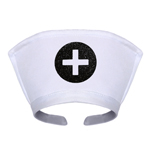 White Nurse Hat Headband with Cross (Black/White) White Nurse Hat Headband with Cross (Black/White)