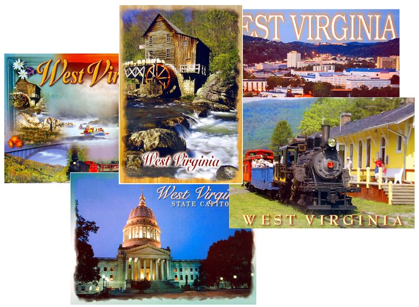 Variety Pack of 50 West Virginia Postcards