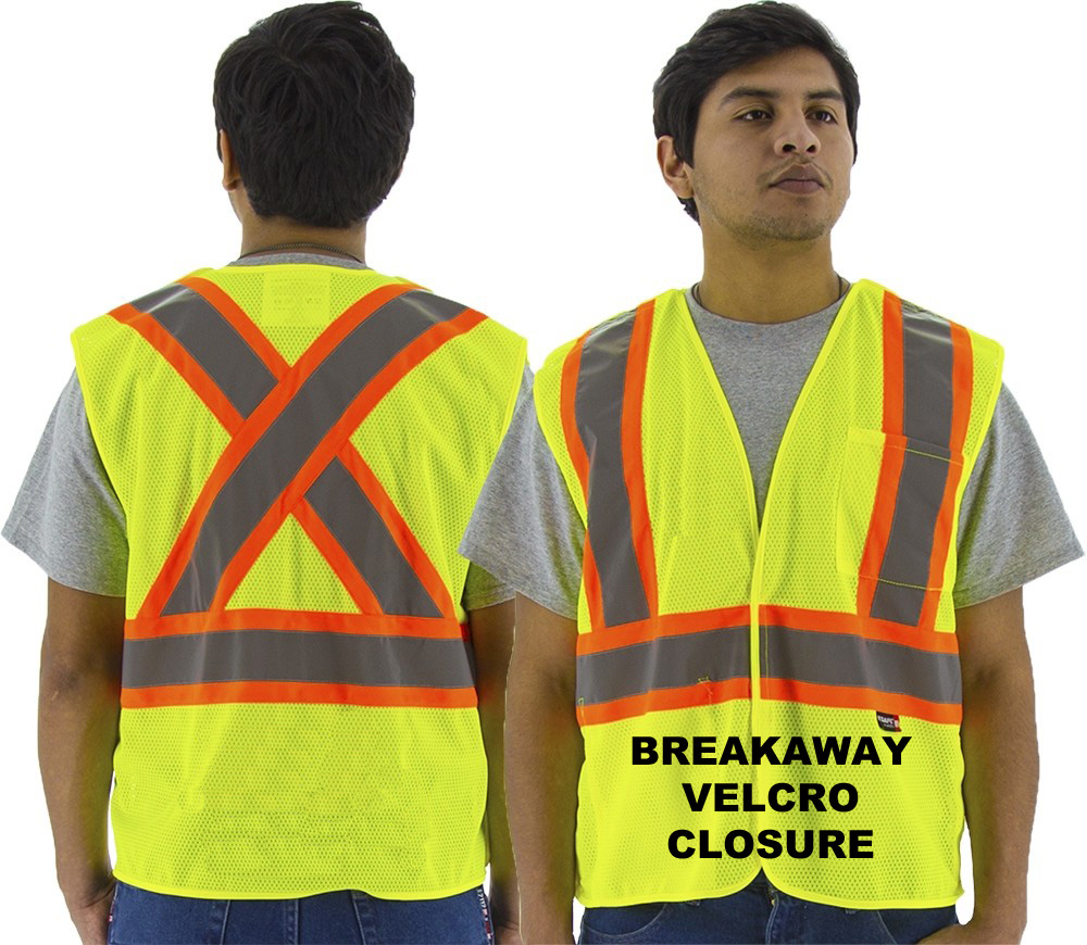 753219 Class 2 DOT Striping Breakaway Velcro Closure Safety Vests