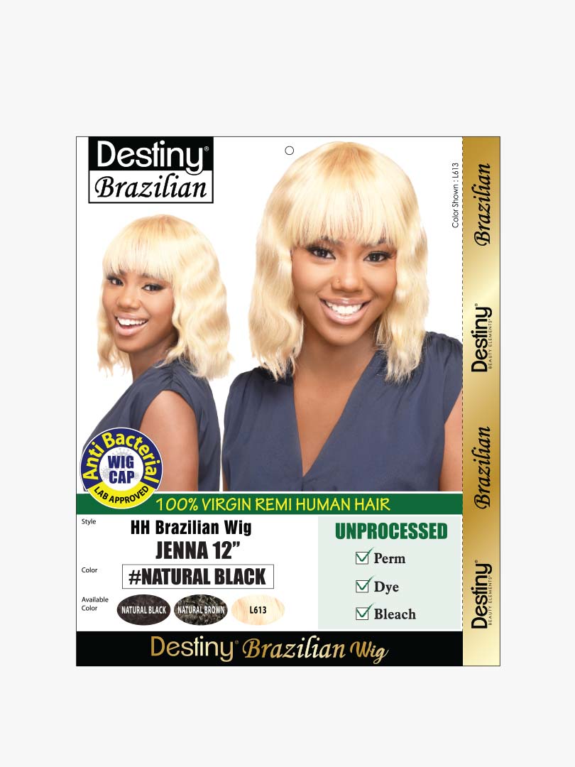 Beauty Elements Unprocessed Destiny HH Brazilian Wig JENNA 12" (NEW!!!)