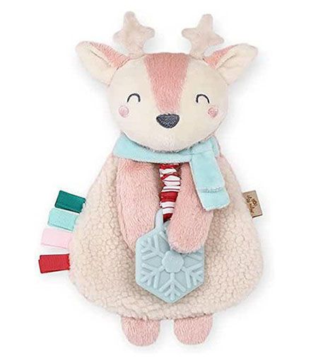 Itzy Ritzy Holiday Pink Reindeer Lovey Plush and Teether Toy