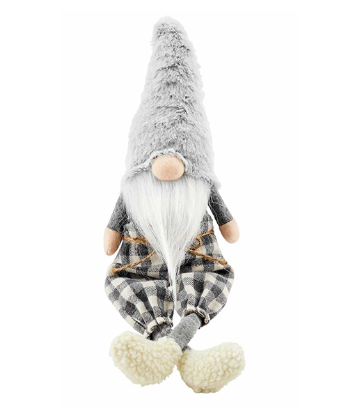 Mud Pie Neutral Dangle Leg Gnome -  Fuzzy 15"