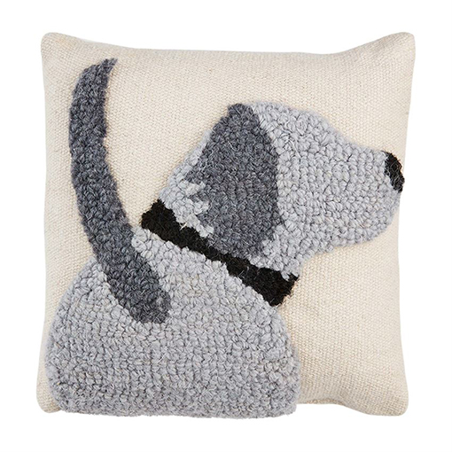 Mud Pie Small Hooked Throw Pillow DOG 8" x 8" Hearts Desire Gifts