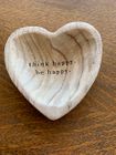 Mud Pie Wood Heart Trinket Tray - Think Happy Be Happy 5"