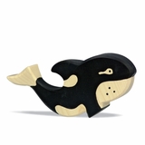 Holztiger Orca-Wal Holzfigur – Handbemalt, Aus Massivem Ahorn/Buche, Ca. 16,5 Cm, Made In Europe
