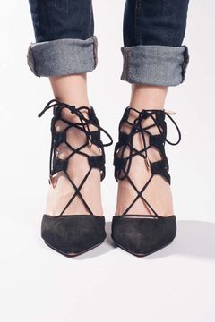 Belgravia Suede Lace-Up Mid Heel Pump