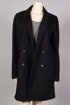 Black Double Breasted Brushed Felt Coat