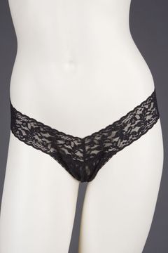 Black Low Rise Lace Thong