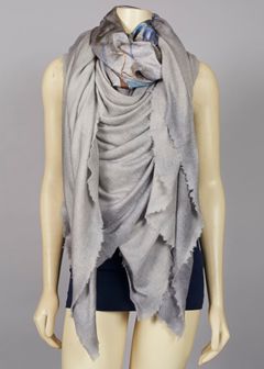 Blue Floral Print Vintage Jumbo Scarf