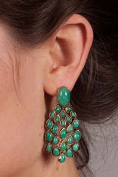 Cherokee Gold Plated Ear Drop w/Turquoise